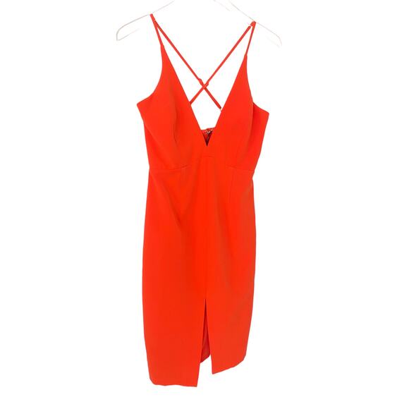 L'ATISTE ORANGE V NECK MIDI DRESS SIZE MEDIUM NWOT - Picture 3 of 6